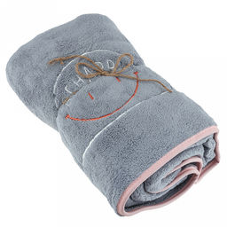 Полотенце из микрофибры "Счастливчик" 70х140см, полиэстер 100%, с вышивкой "Be happy", голубой (Китай)