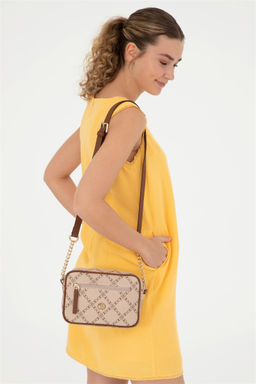 Женская бежевая сумка через плечо