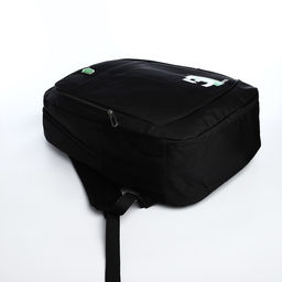 Рюкзак молодёжный на молниях, с принтом, 4 кармана, с принтом, размер 35×18×50 см, чёрный/зелёный