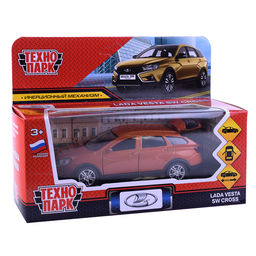 Машина металл Lada Vesta SW Cross, 12 см, (двер, багаж, золотой.)инерц, в коробке