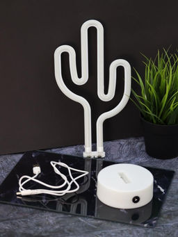 Неоновый LED ночник настольный "Cute cactus", зелёное свечение (24х28,5 см)