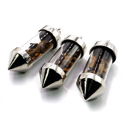 Кулон бутылочка желаний в форме кристалла с камнями Тигровый глаз ИЗОБИЛИЕ