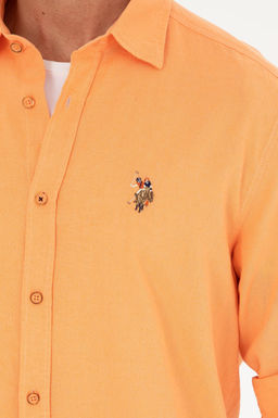 U. S. Polo Assn / Мужская оранжевая базовая рубашка с длинным рукавом - U.s. polo assn фото 7