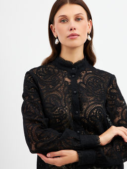 Блузка из кружевной ткани OD-977-2 черный