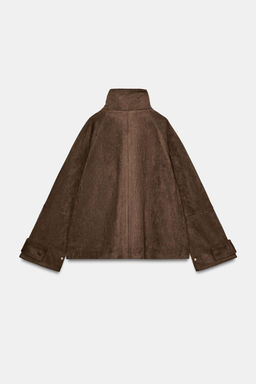 CHAQUETA EFECTO ANTE BOLSILLOS / Marr?n oscuro - Zara фото 8