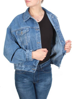 829 BLUE Куртка джинсовая женская (100% хлопок) - Фабричный китай фото 7