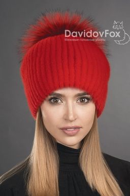 Шапка Буратино норка алая