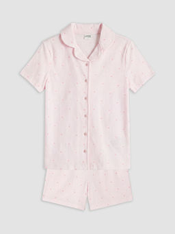 G?mlek Yaka K?z ?ocuk ?ortlu Pijama Tak?m?
