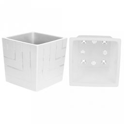 Горшок для цветов пластмассовый Квадро 3,3л, 16х16х16см, со вставкой, белый (Россия) - Домашняя мода фото 2