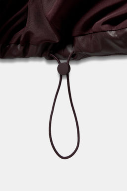 WATER-REPELLENT WINDPROOF QUILTED FAUX LEATHER ANORAK