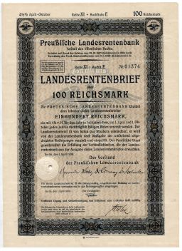 Облигация 4,5% 100 рейхсмарок 1939 года Германия