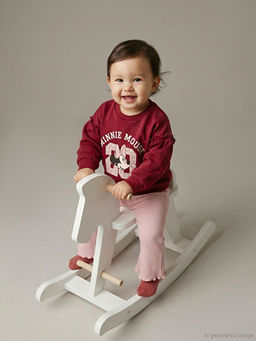 Minnie Mouse Bask?l? K?z Bebek Sweatshirt ve E?ofman Alt