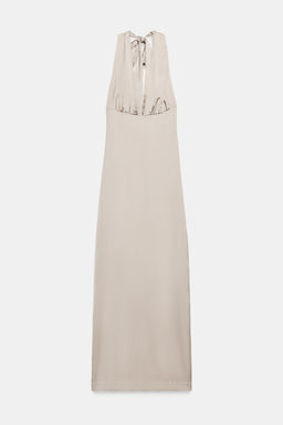 VESTIDO HALTER SATINADO ESTAMPADO ANIMAL / Beige oscuro - Zara фото 2