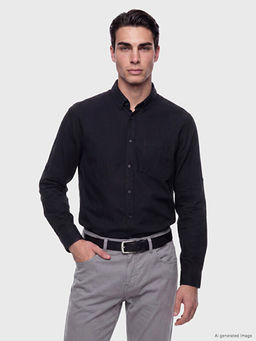 Regular Fit Keten Kar???ml? Erkek G?mlek