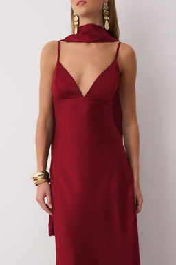 Kahverengi Sal Detayl? Saten Dokuma Maxi Abiye Gece Mezuniyet Elbisesi TPRSS25EL00312 - Trendyolmilla фото 3