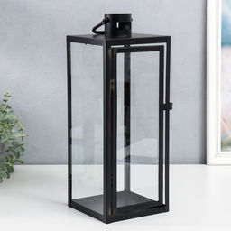 Набор подсвечников на 1 свечу «Фонарь - минимализм», 3 шт. чёрный, 18×18×50 см; 14×14×39 см; 10×10×25 см