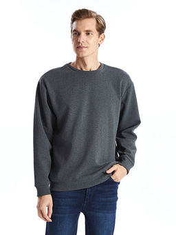 Bisiklet Yaka Uzun Kollu Erkek Kal?n Sweatshirt