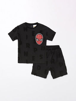 Bisiklet Yaka Spiderman Bask?l? Erkek Bebek Ti??rt ve ?ort 2li Tak?m