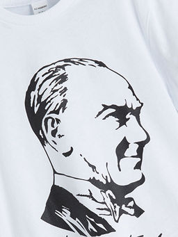 Bisiklet Yaka Atat?rk Bask?l? Erkek ?ocuk Ti??rt