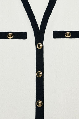 TOP CUELLO POLO TEXTURA / Crudo / Marino - Zara фото 7
