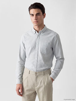 Regular Fit ?izgili Oxford Erkek G?mlek