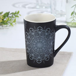 Кружка фарфоровая Доляна Мандала, 380 мл, белый узор
