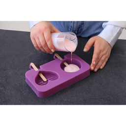 Форма для мороженого Любовь, силикон, 19.5?11?2.5 см, 2 ячейки, с крышкой и палочками (50 шт.), сиреневая