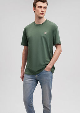 Mavi Logo Islemeli Yesil Basic Tisort