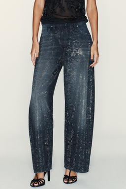 TRF BAGGY RHINESTONE JEANS - Zara фото 2