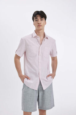 Рубашка Slim Fit из поплина с короткими рукавами