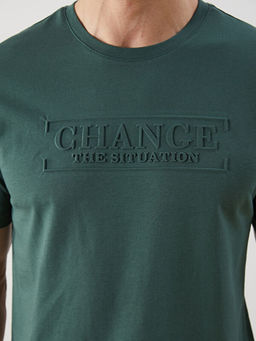 Bisiklet Yaka K?sa Kollu Bask?l? Penye Erkek Ti??rt