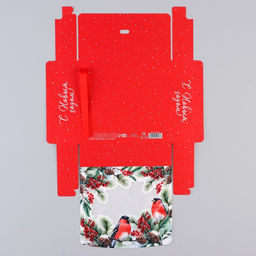 Цена за 2 шт. Коробка новогодняя складная Снегири на ветке 20 х18 х 5 см - Дарите счастье фото 5