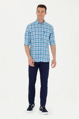 Мужские темно-синие брюки из плотной ткани Неожиданная скидка в корзине