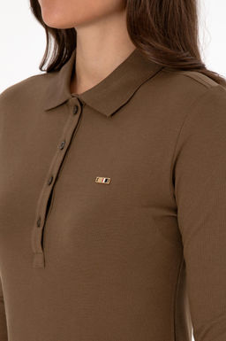 Kad_n Haki Basic Polo Yaka Sweatsh_rt