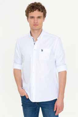 U. S. Polo Assn Мужская белая рубашка с длинным рукавом
