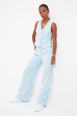 TRENDYOLMILLA Siyah Wide Leg/Genis Paca Pilili Dokuma Kumas Pantolon TWOSS21PL0189  фото 9