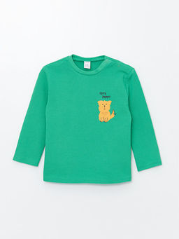 Bisiklet Yaka Uzun Kollu Bask?l? Erkek Bebek Ti??rt