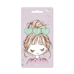 Заколка для волос зажим, арт. 71770 / 10 СЕРДЕЧКИ (в наборе: 1шт., 6,5 см, черный металл, полиэфирная смола, цвет: зелёный, подложка из мелованного картона + ПЭТ-пакет с европодвесом)