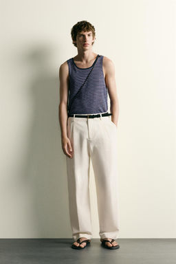 CAMISETA TANK PUNTO JACQUARD RAYAS / Lila