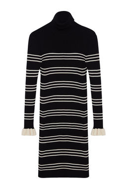 Siyah Mini Triko Cizgili Elbise TWOAW24EL00470