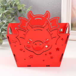 Корзинка-шкатулка для подарков «Мордочка дракона», красный, 18×12×14.5 см, (набор 5 деталей)