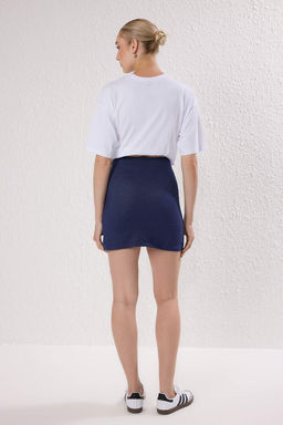 Trendyolmilla Lacivert K?sa/Mini Y?rtmacl? Esnek Orme Sort Etek TWOSS25ET00202 фото 4