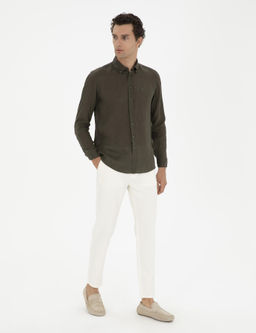 Брюки из льняной ткани цвета экрю-морковки - Cacharel фото 3