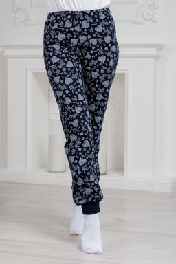 Брюки женские домашние из футера на манжете сердце из цветов - Амадэль фото 3