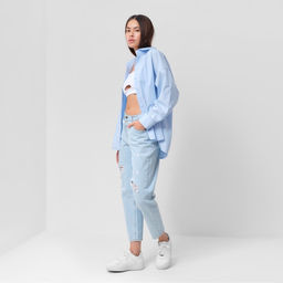 Джинсы женские мом MIST: Denim, размер (31) 48, голубые