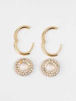 Серьги со съёмным элементом Трансформер круги, цвет золото с серебром