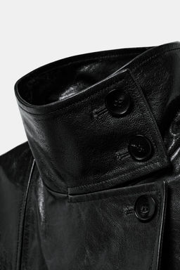 TRENCH PIEL100% HOMBRERAS ZW COLLECTION LIMITED EDITION / Negro - Zara фото 12