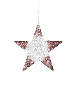 Цена за 2 шт. Ёлочная игрушка Зимнее волшебство. Звезда сияние кончики блеск, 1212 см, прозрачно-розовый  фото 10