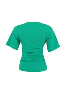 Ye_il D_z Fitted Bisiklet Yaka Standart Kol K_sa B_zg_l_ Pamuklu Esnek _rme T-Shirt TWOSS26TS00052 - Trendyolmilla фото 6