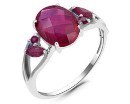 Кольцо, 1 рубин корунд овал 7х9 мм/2.11 ct , 2 рубин корунд маркиз 2х4/0.24 ct, Виталина